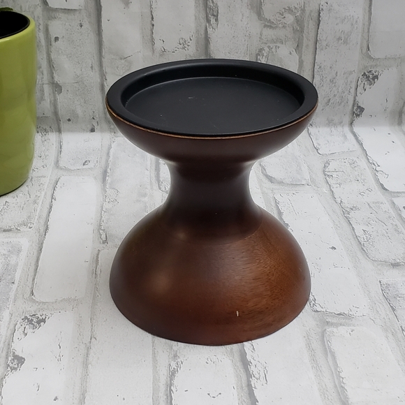 Crate and Barrel Wooden Pillar Candle Curve Holder - Picture 5 of 11